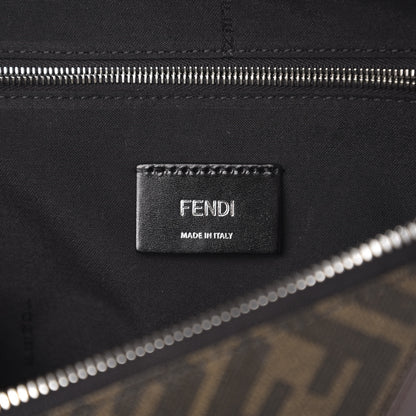 Fendi Glazed Fabric Vitello Liberty FF 1974 Diagonal Belt Bag Tobacco Moresco Black 5 of 9