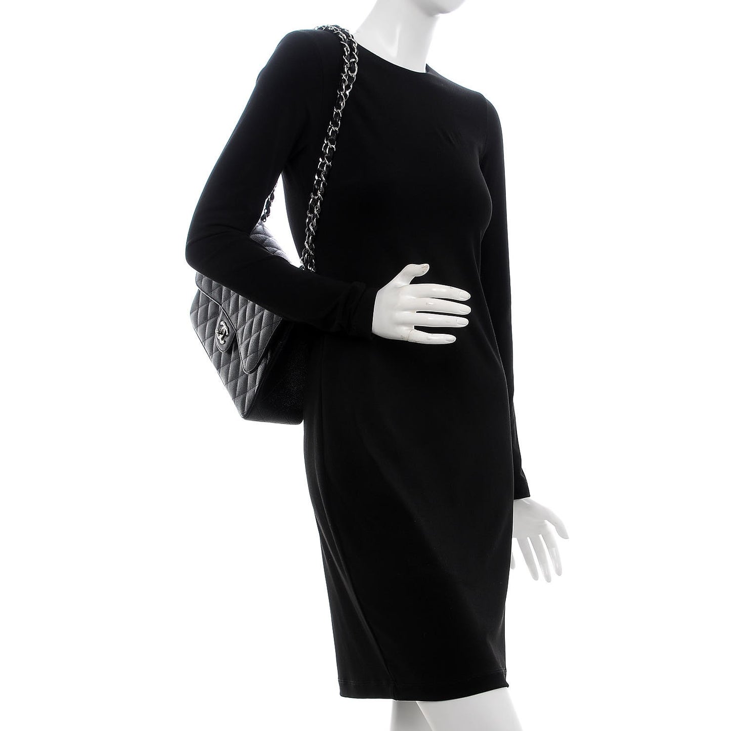 Caviar Quilted Jumbo Double Flap Black