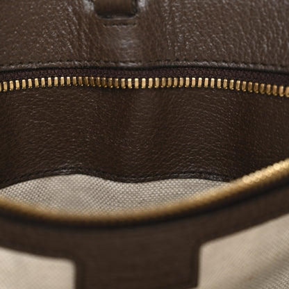 Gucci Monogram Jumbo GG Textured Dollar Calfskin Web Small Tote Bag Camel Ebony New Acero 7 of 20