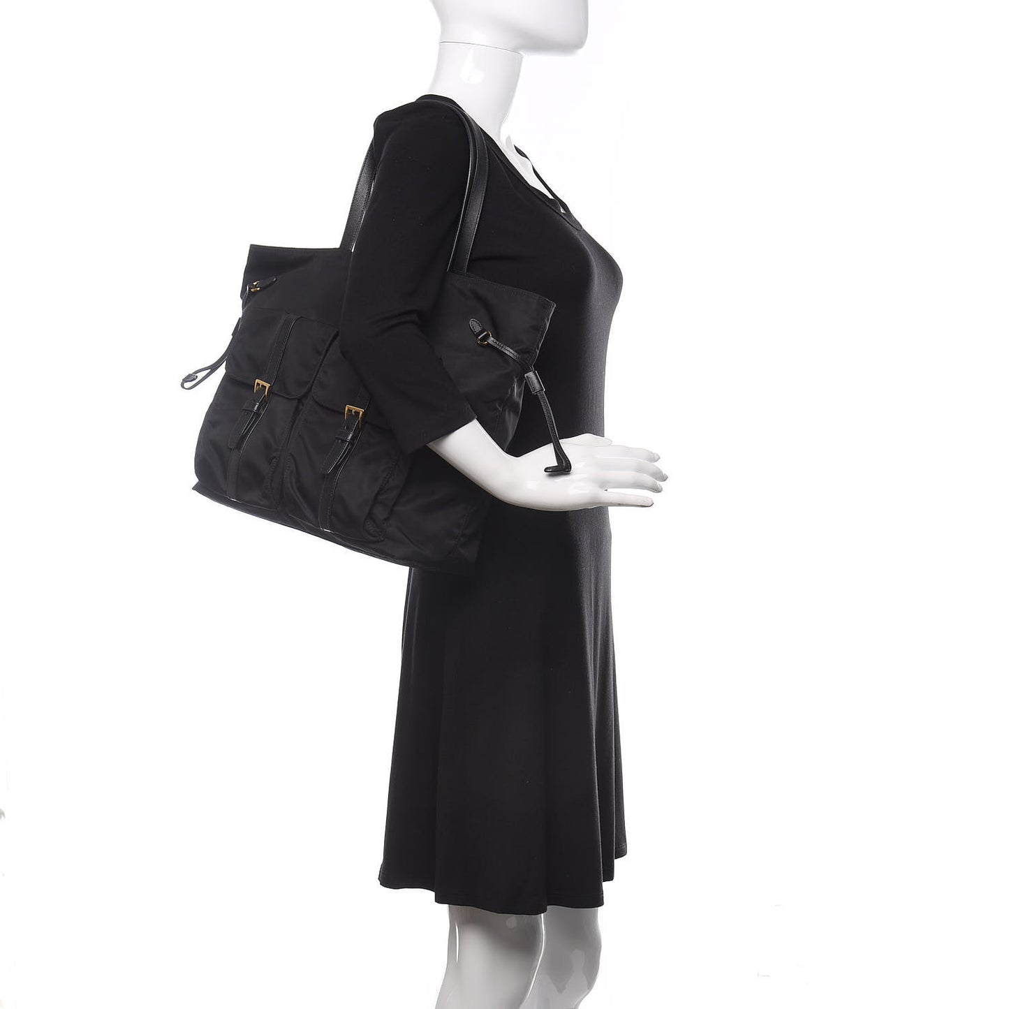 Nylon Saffiano Front Pocket Tote Black