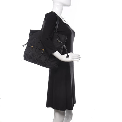 Prada Nylon Saffiano Front Pocket Tote Black 2 of 12