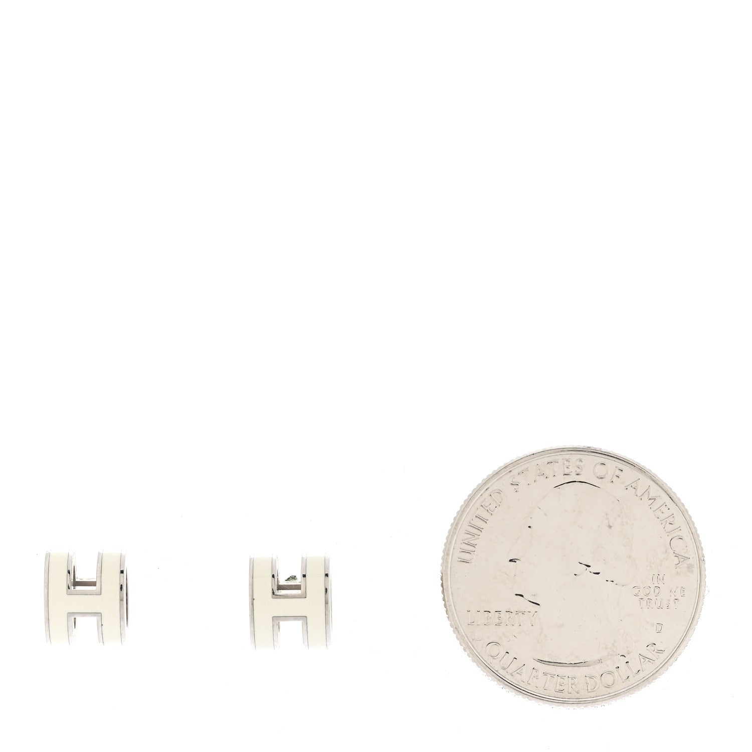 Hermes Palladium Lacquered Mini Pop H Earrings White 2 of 5