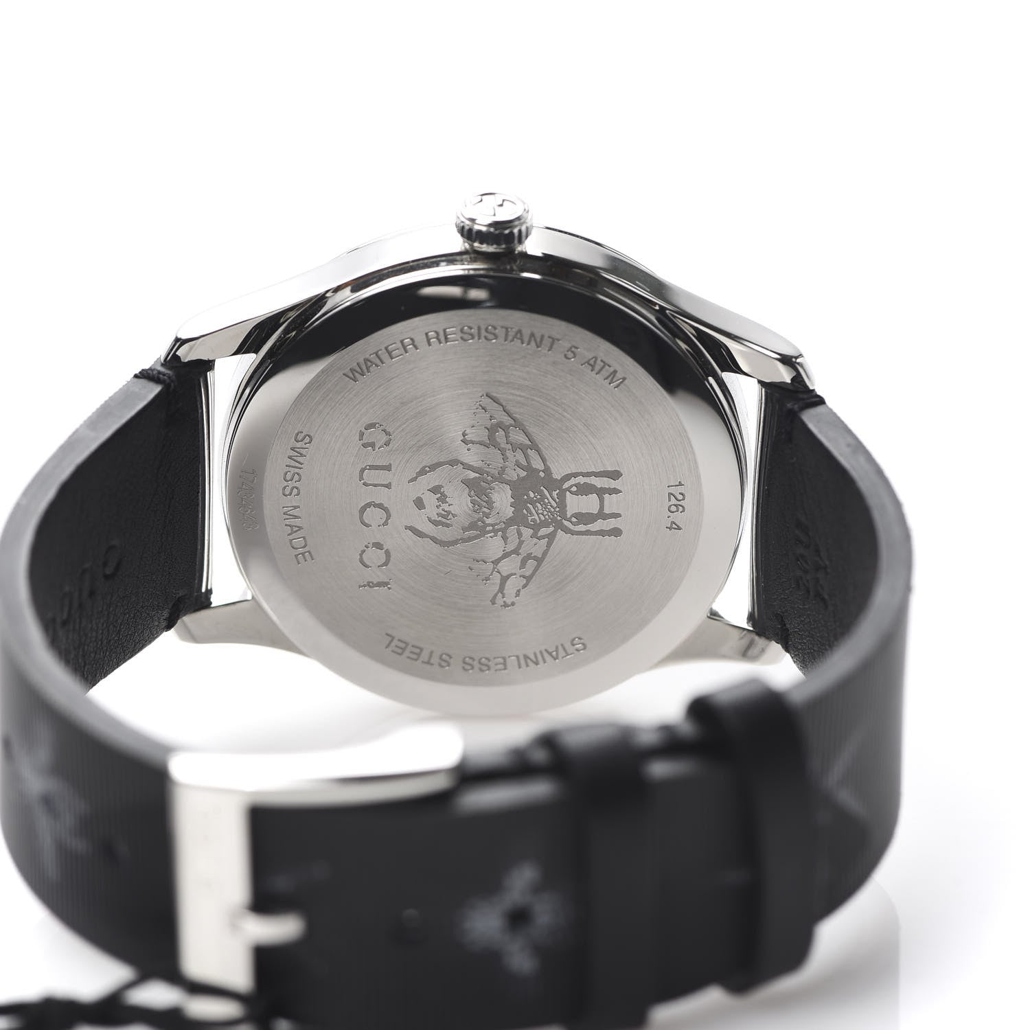 Gucci Stainless Steel Calfskin 38mm G-Timeless Bee Star Hologram Quartz Watch Black 5 of 6