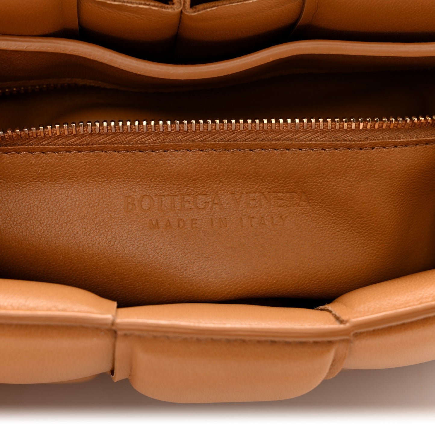 Nappa Maxi Intrecciato Padded Cassette Crossbody Bag Caramel
