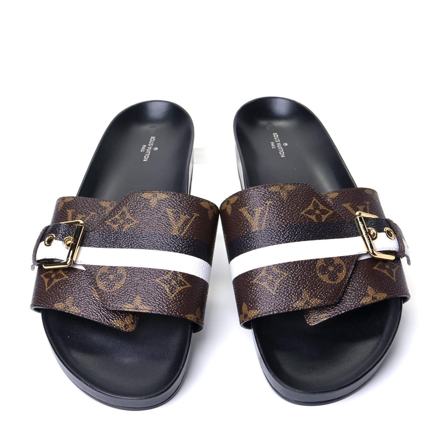 Louis Vuitton Calfskin Monogram Bom Dia Flat Mule 42 Black White 5 of 9