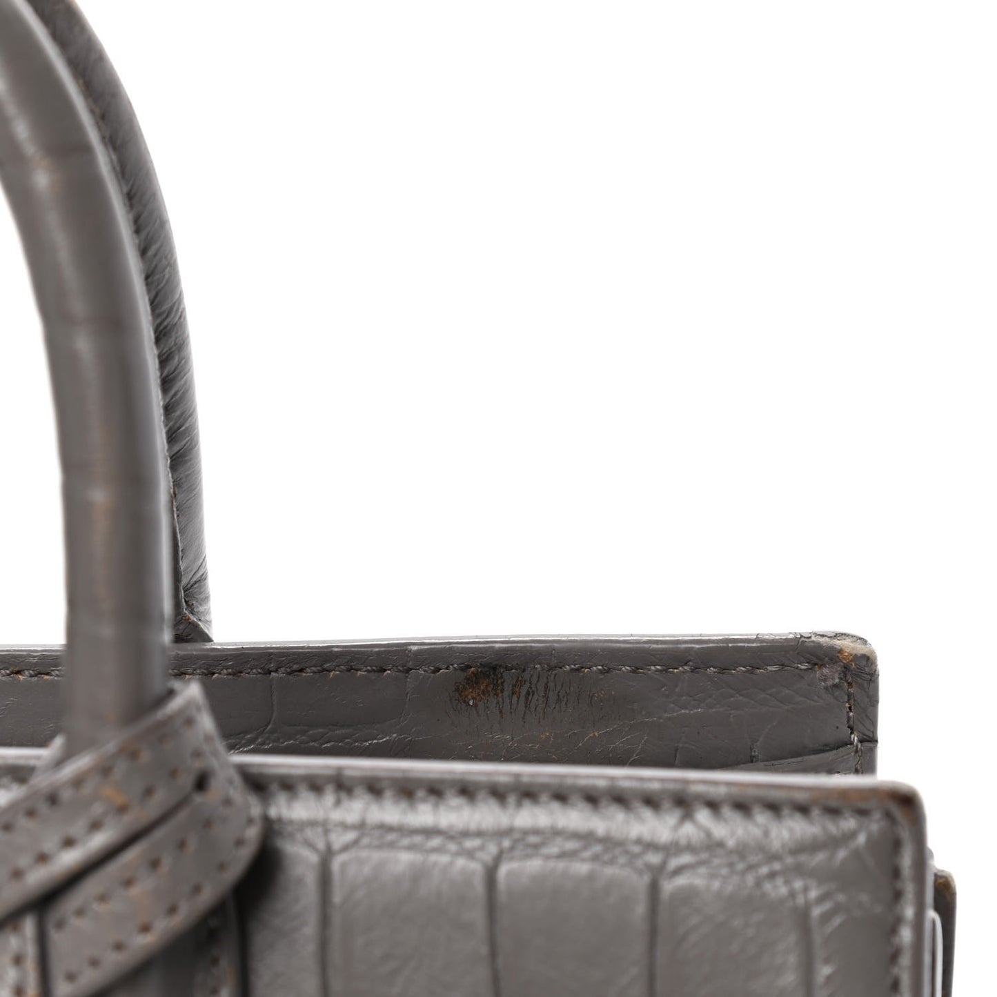 Calfskin Crocodile Embossed Nano Sac De Jour Fog