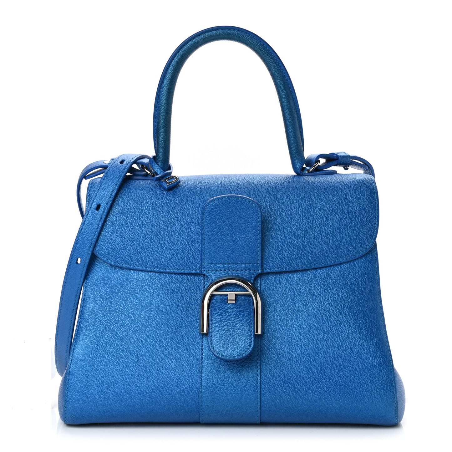 Metallic Grained Calfskin MM Brillant Satchel Satin Electric