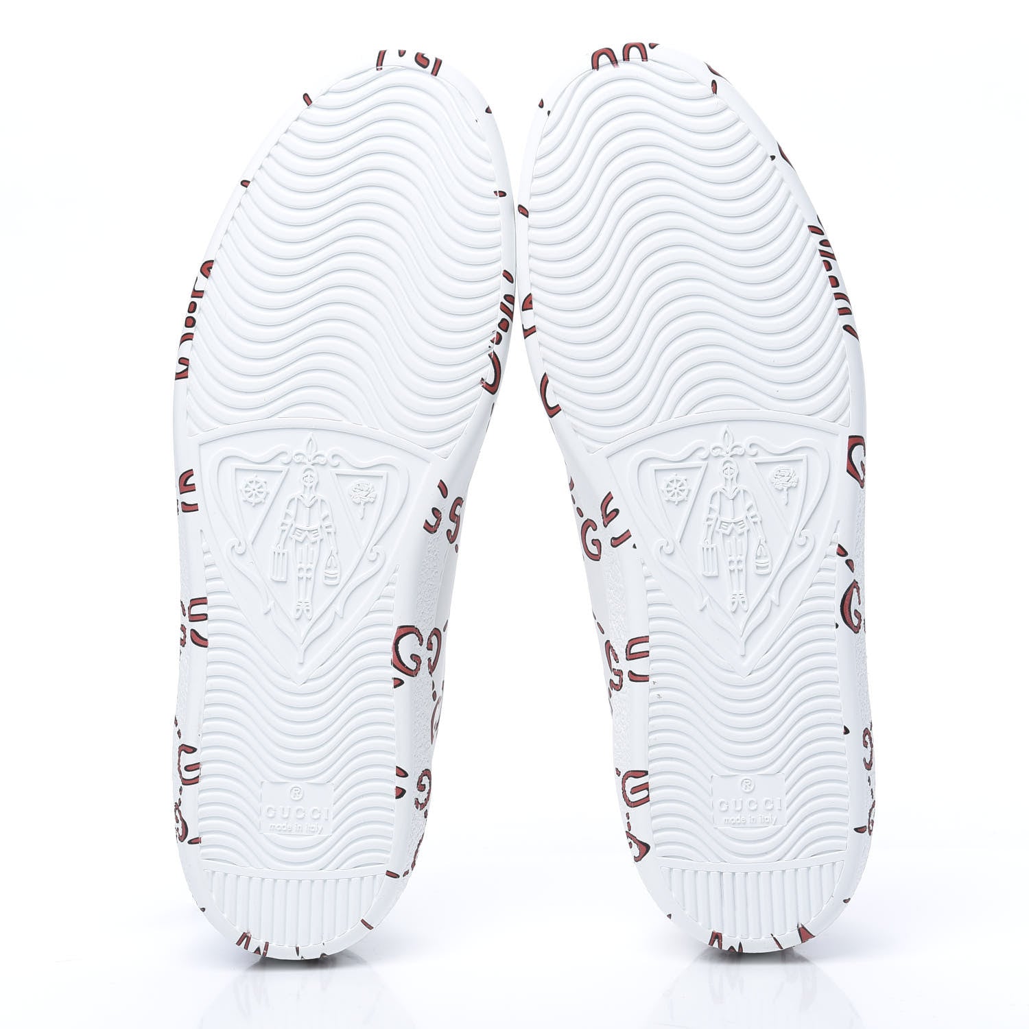 Gucci Calfskin GucciGhost Print Mens Ace Sneakers 9 White Hibiscus Red 5 of 8