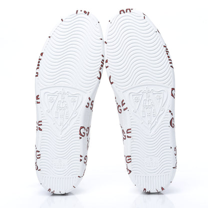 Gucci Calfskin GucciGhost Print Mens Ace Sneakers 9 White Hibiscus Red 5 of 8