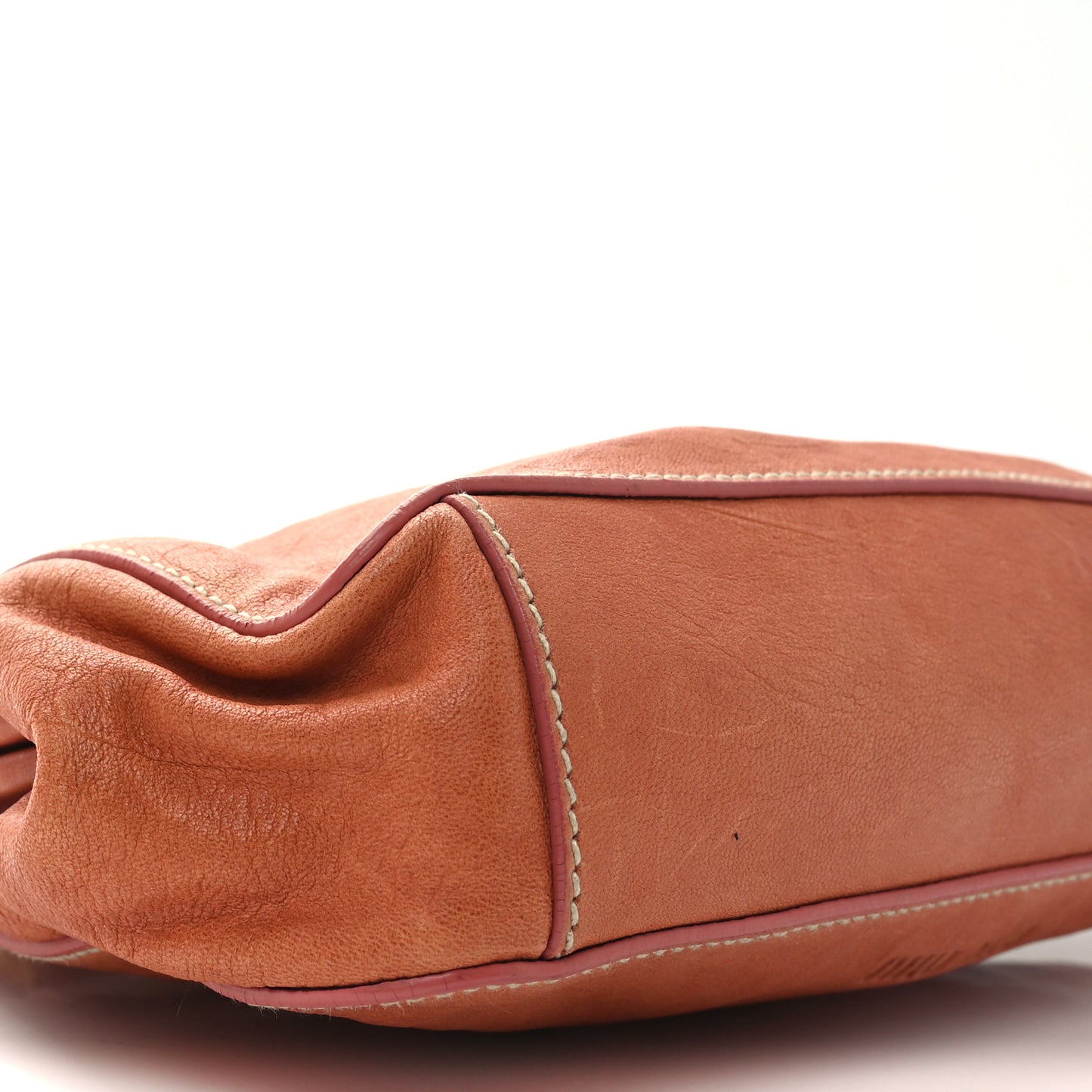 Vitello Crocodile Embossed Kisslock Bow Bag Coral