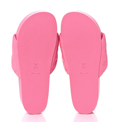 Louis Vuitton Lambskin Embossed Monogram Jumbo Flatform Mule Sandals 38.5 Rose Pop 5 of 8
