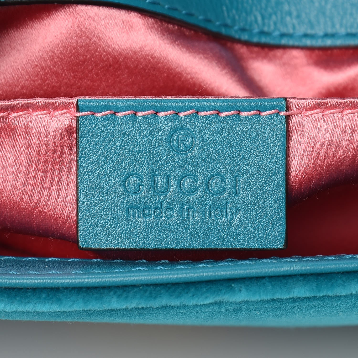 Gucci Velvet Matelasse Mini GG Marmont Shoulder Bag Pavone Cyan 6 of 10