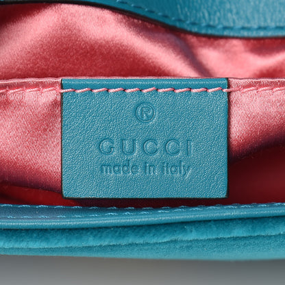 Gucci Velvet Matelasse Mini GG Marmont Shoulder Bag Pavone Cyan 6 of 10