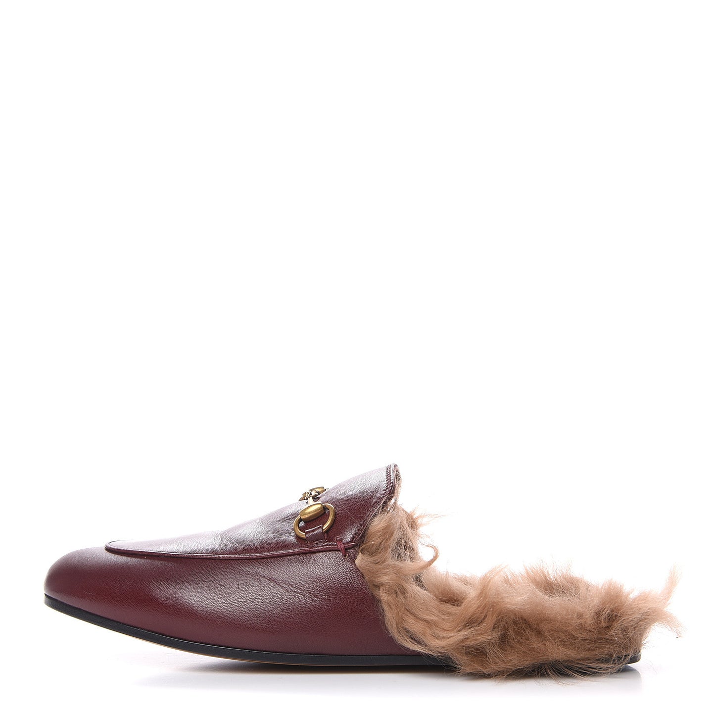 Malaga Kid Fur Womens Princetown Slippers 38.5 Vintage Bordeaux