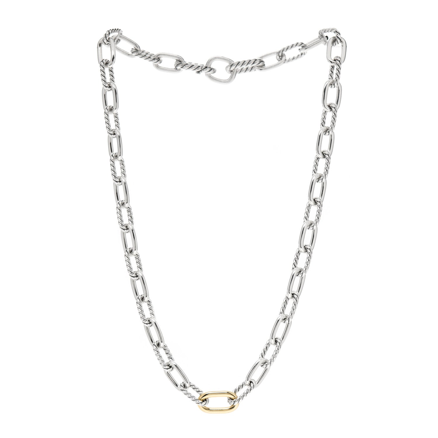 David Yurman Sterling Silver 18K Yellow Gold 8.5mm Madison Chain Necklace 3 of 4