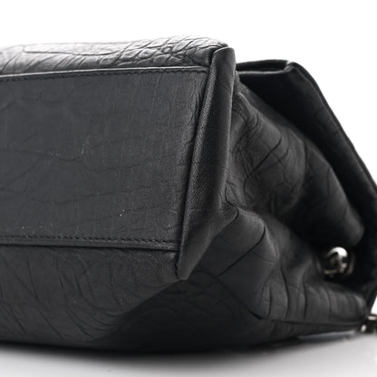 Saint Laurent Calfskin Crocodile Embossed Medium West Hollywood Monogram Fold-Over Black 11 of 12