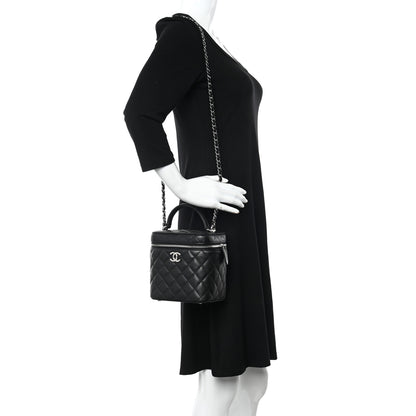 Chanel Caviar Quilted Small Top Handle Vanity Case With Chain Black 3 of 9