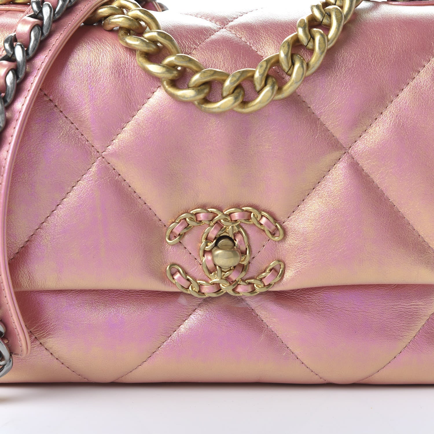 Chanel Iridescent Calfskin Quilted Medium 19 Flap Pink 10 of 10