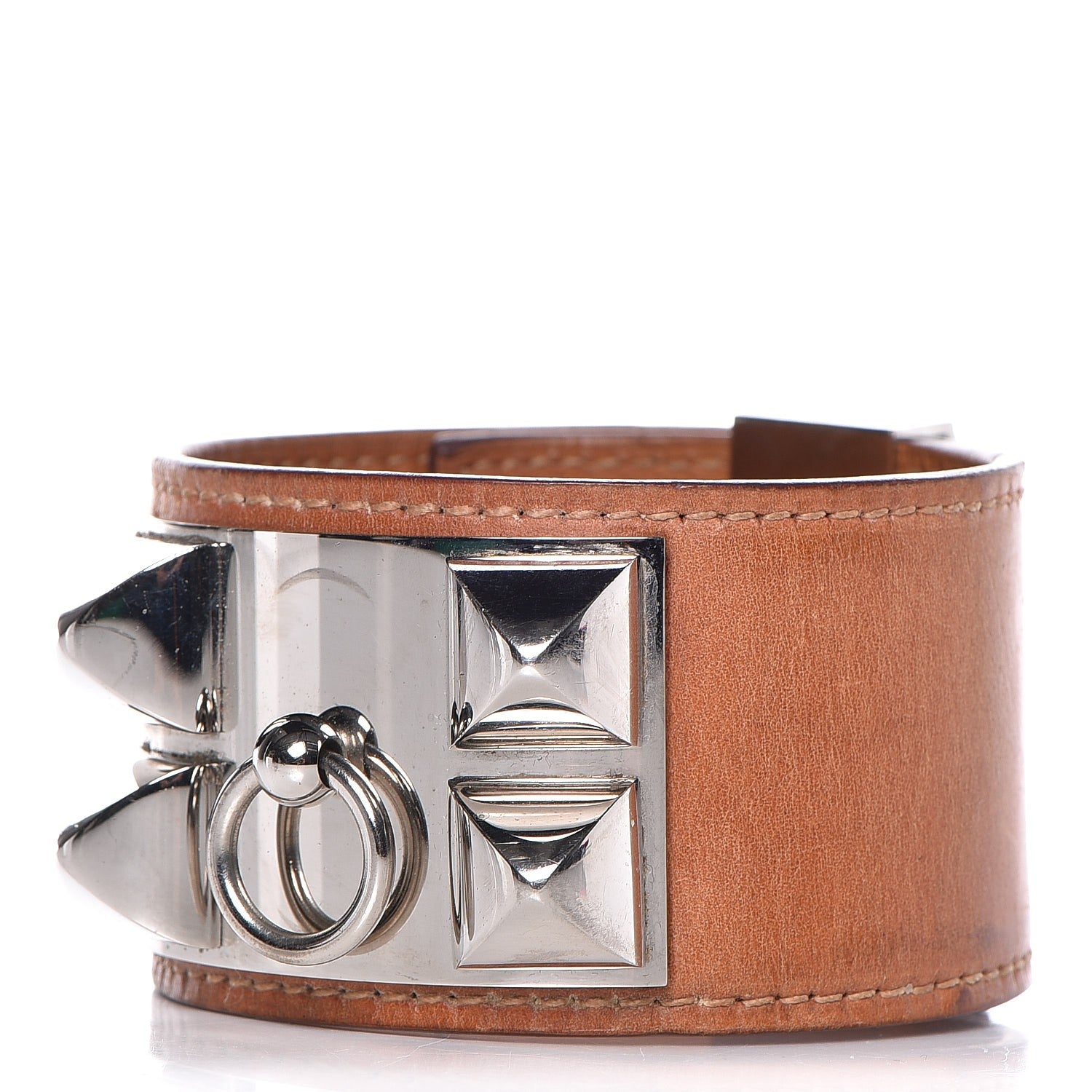 Hermes Barenia Collier De Chien CDC Bracelet L Fauve 1 of 8