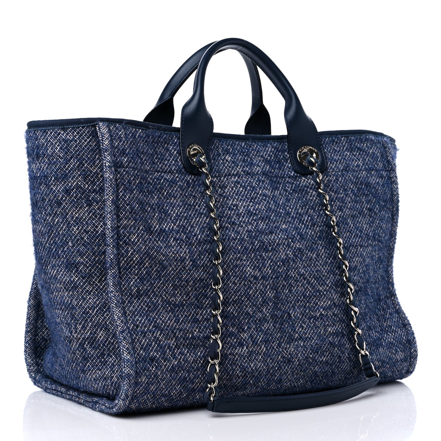 Chanel Mixed Fibers Calfskin Medium Deauville Tote Blue 3 of 11