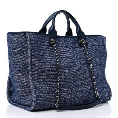 Chanel Mixed Fibers Calfskin Medium Deauville Tote Blue 3 of 11