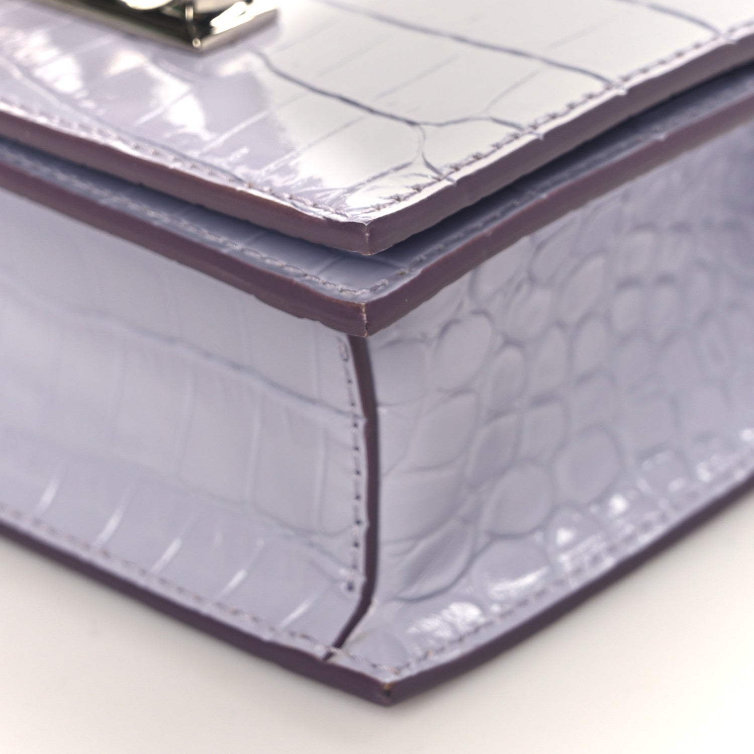 Alexander McQueen Shiny Crocodile Embossed Jeweled Satchel Lavender 9 of 9