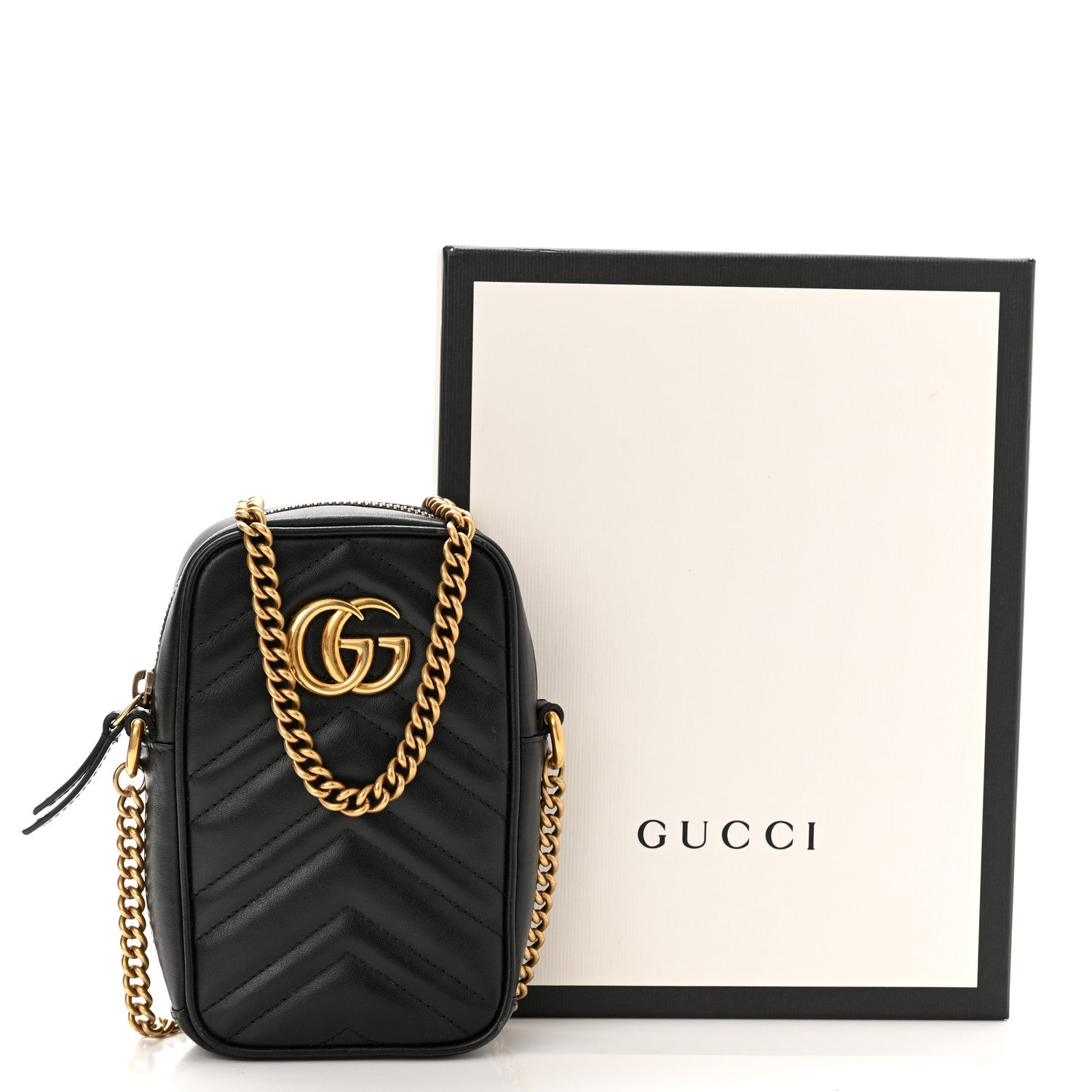 Gucci Calfskin Matelasse Mini GG Marmont Crossbody Bag Black 7 of 10