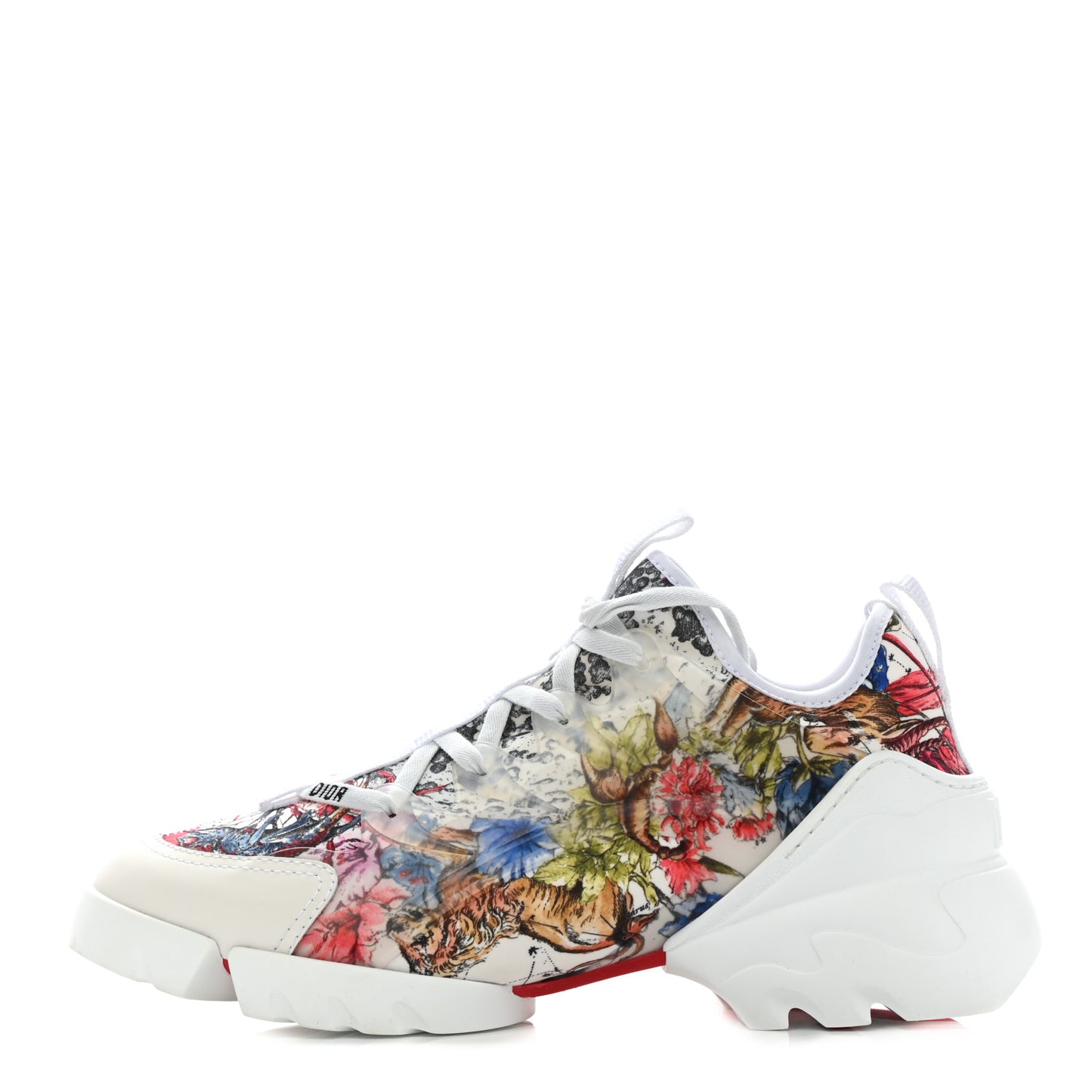 Neoprene Rubber Champetre Print Womens D-Connect Sneakers 40.5 White Multicolor