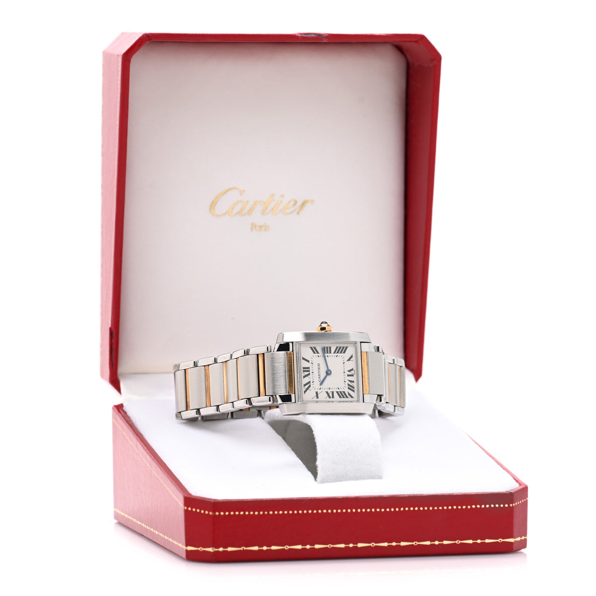 Stainless Steel 18K Yellow Gold 25mm Tank Francaise Quartz Watch