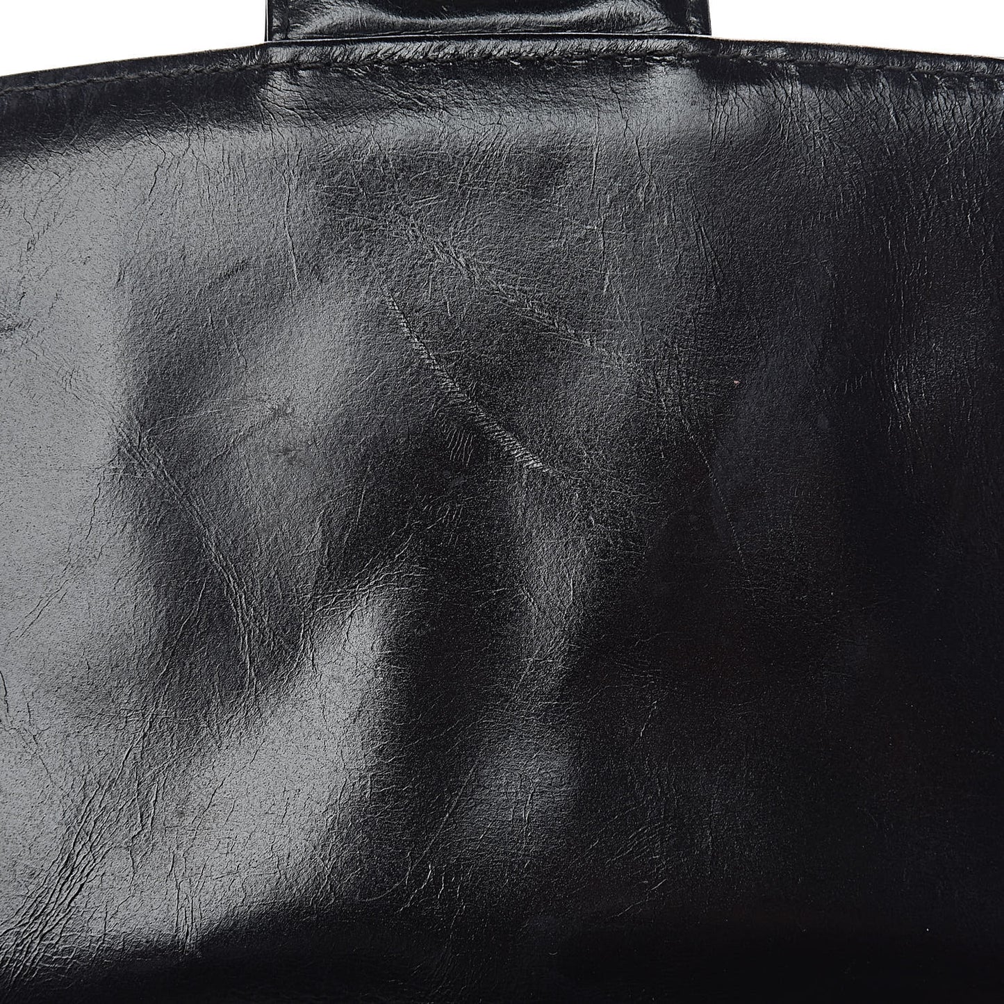 Glazed Calfskin Quilted Medium Bubble CC Flap Black
