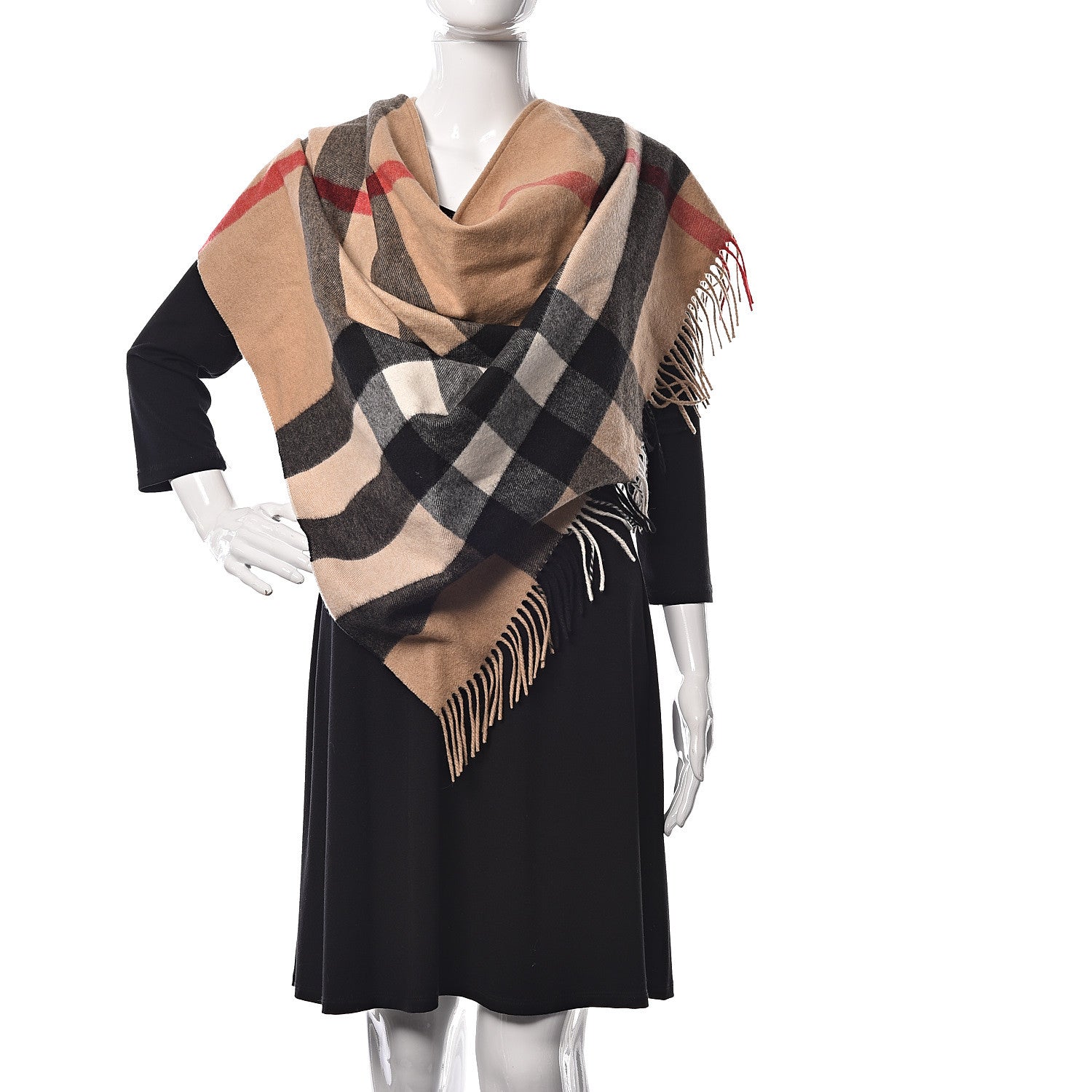 Burberry Cashmere Check Bandana Scarf Camel 2 of 3