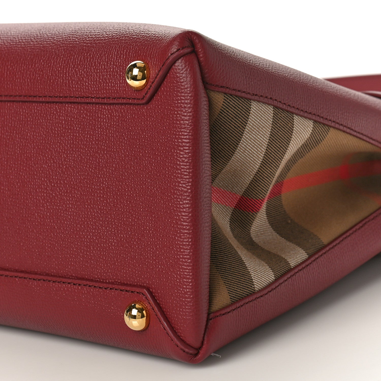 Burberry Grainy Calfskin House Check Medium Banner Tote Mahogany Red 9 of 9