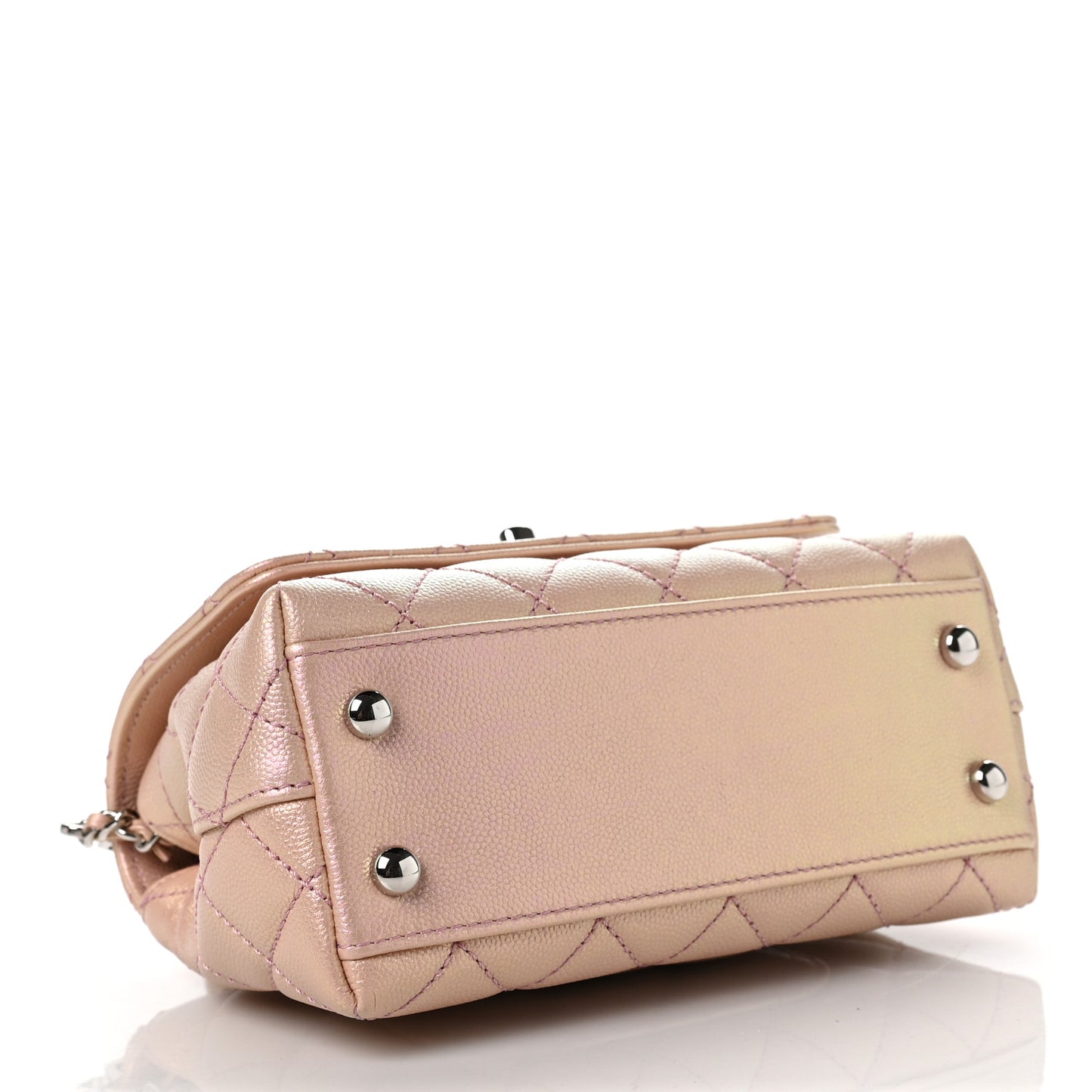 Iridescent Caviar Quilted Extra Mini Coco Handle Flap Light Pink