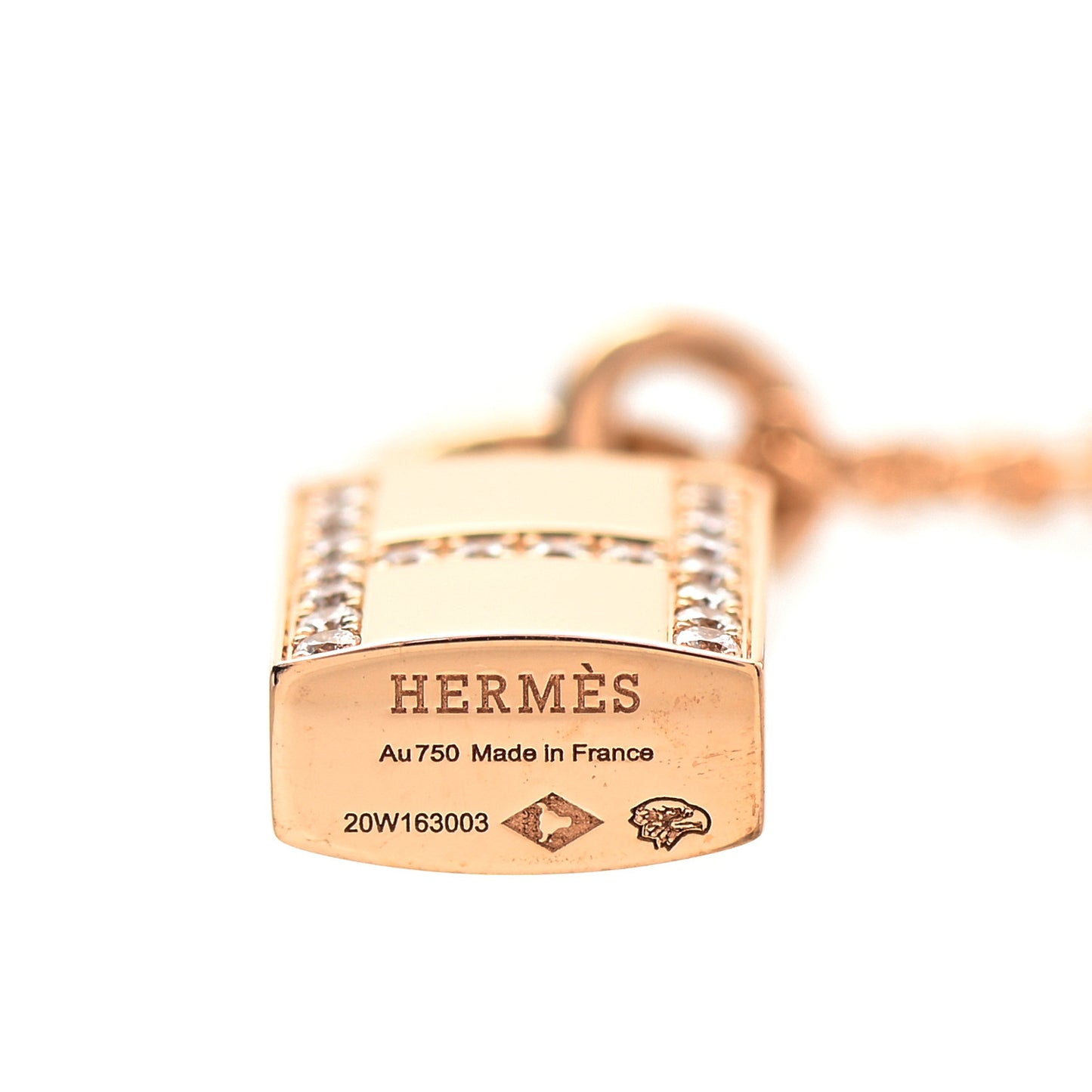 18K Rose Gold Diamond Amulettes Cadenas Pendant Necklace