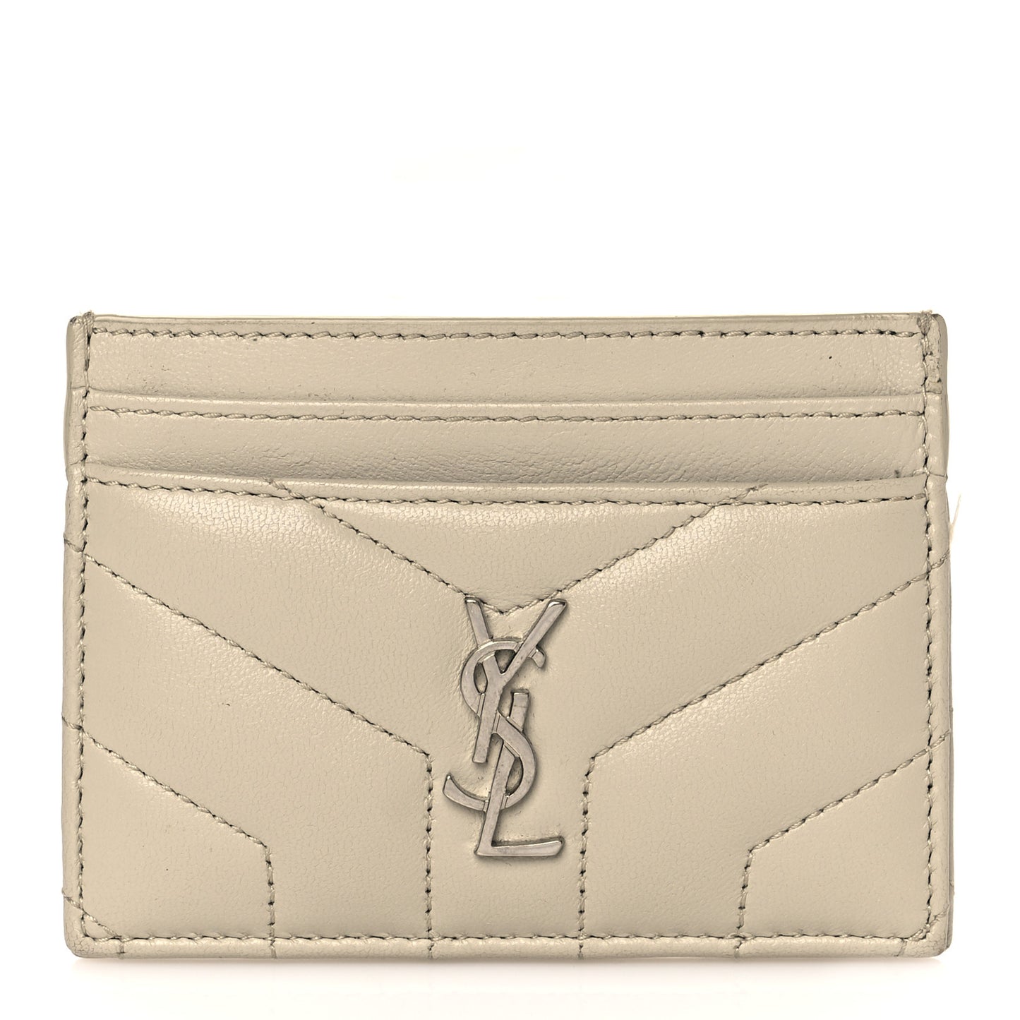 Calfskin Y Quilted Monogram LouLou Credit Card Case Ivory