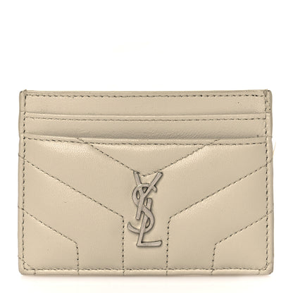 Saint Laurent Calfskin Y Quilted Monogram LouLou Credit Card Case Ivory 1 of 9