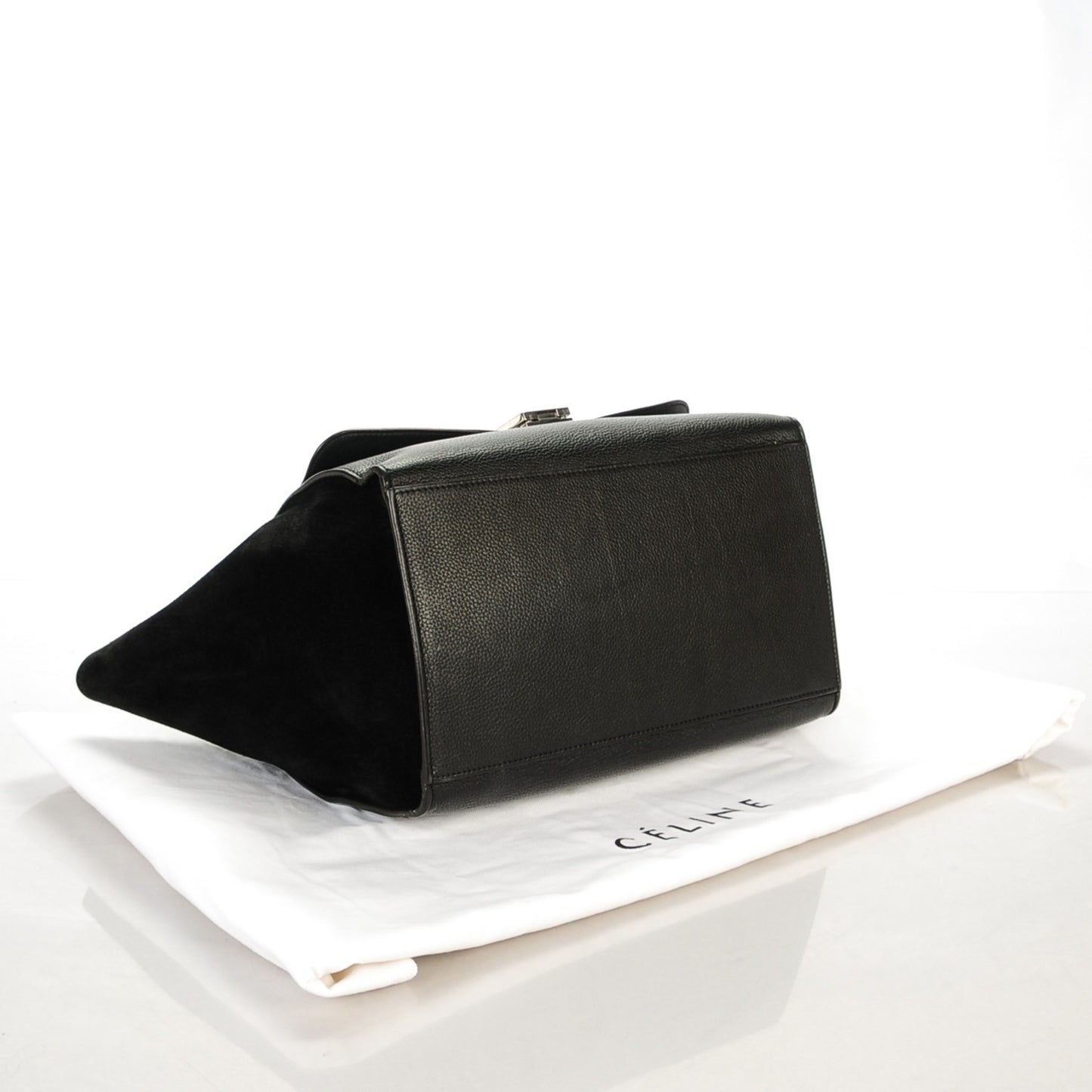 Drummed Calfskin Suede Medium Trapeze Black