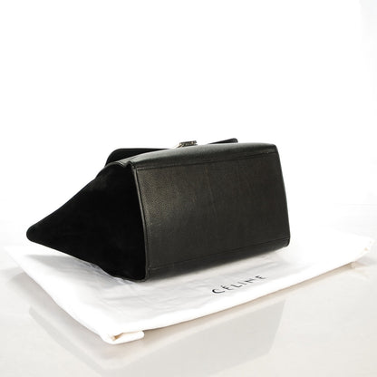 Celine Drummed Calfskin Suede Medium Trapeze Black 4 of 8