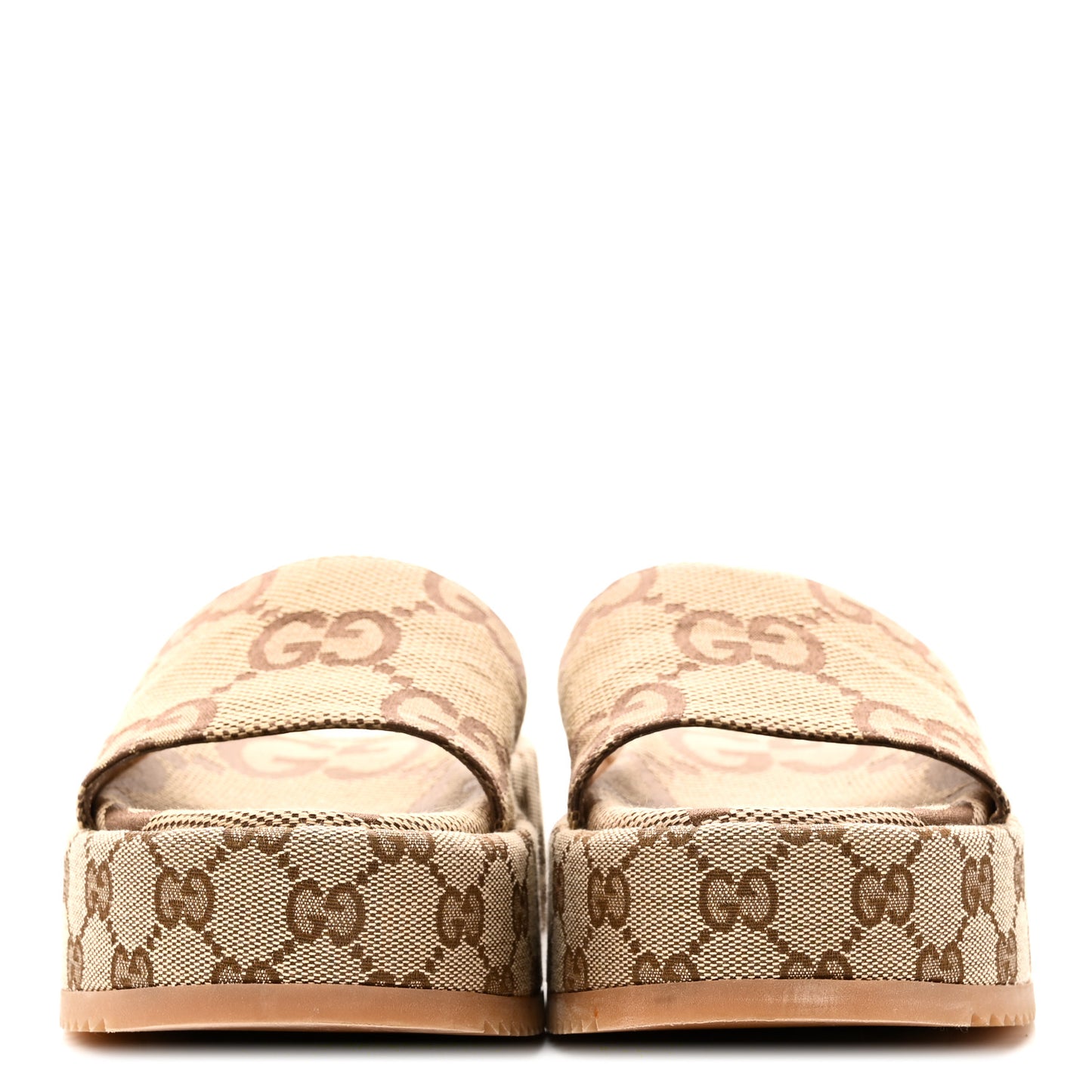 Monogram Maxi GG Angelina Platform 55mm Slide Sandals 37 Camel Ebony
