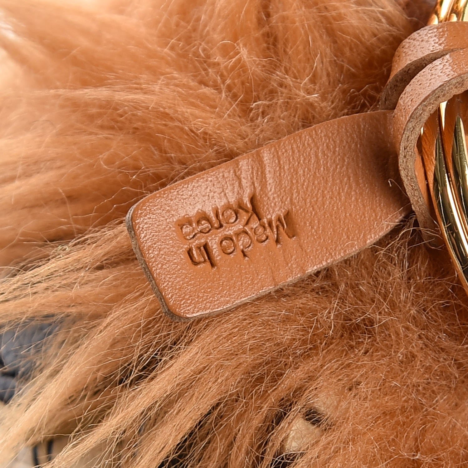 MCM Visetos Moto Lion Key Ring Bag Charm Beige 4 of 5