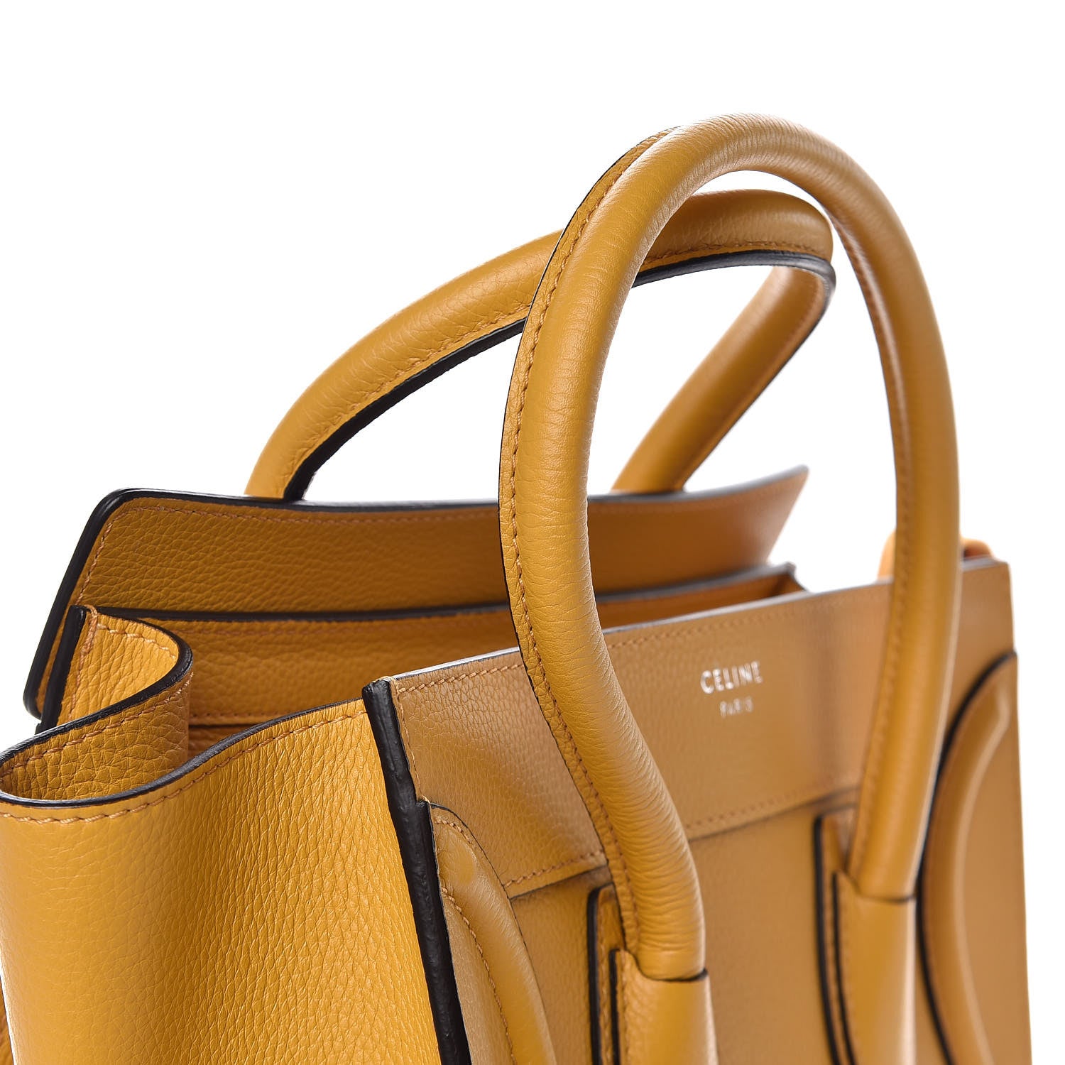 Celine Drummed Calfskin Micro Luggage Ocre 10 of 13