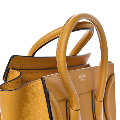 Celine Drummed Calfskin Micro Luggage Ocre 10 of 13