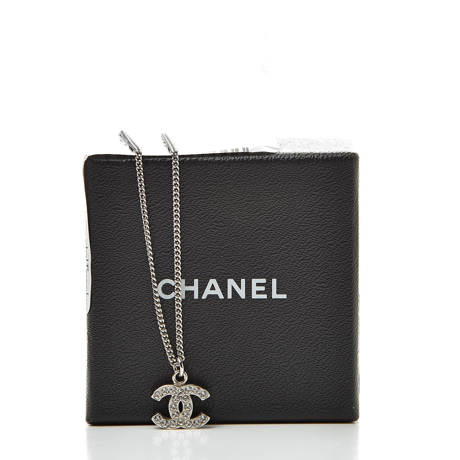 Chanel Crystal Timeless CC Necklace Silver 6 of 6