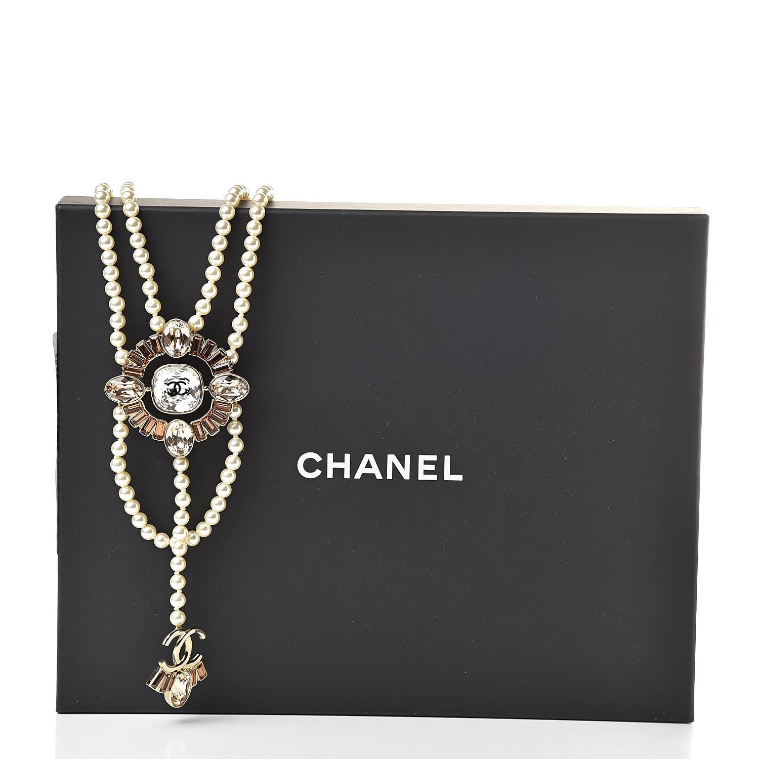 Chanel Pearl Crystal CC Necklace Gold 6 of 6