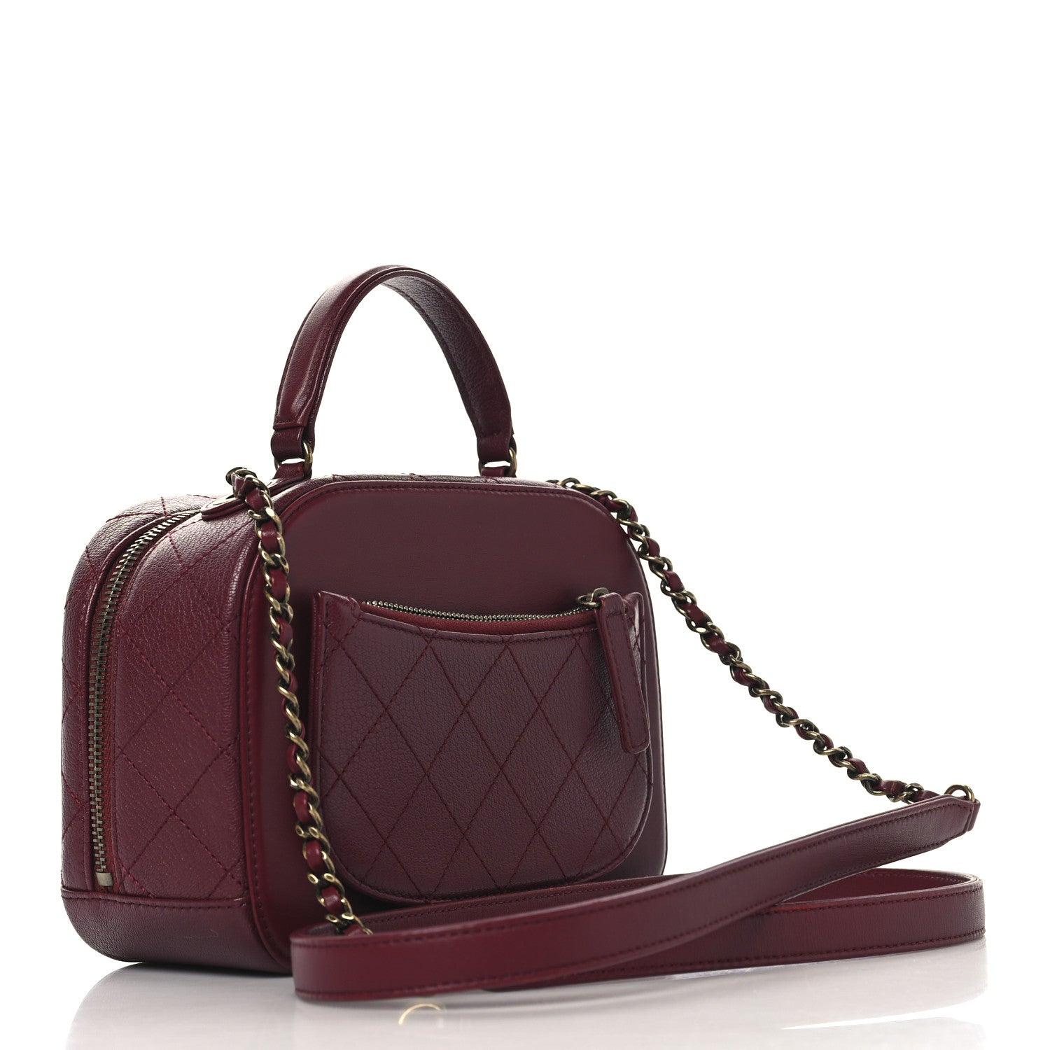 Chanel Shiny Calfskin Goatskin Quilted Small Coco Curve Vanity Burgundy 2 of 11