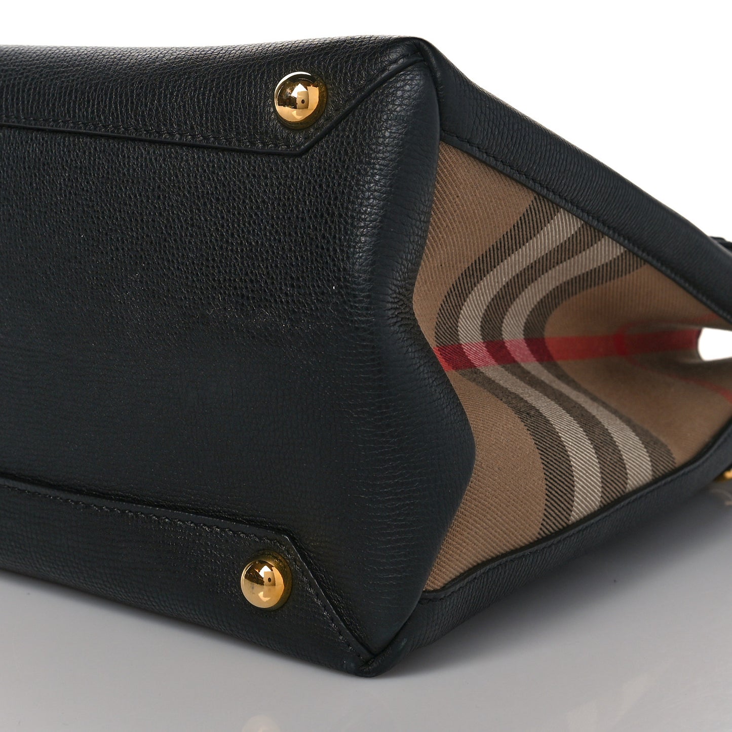 Grainy Calfskin House Check Large Banner Tote Black