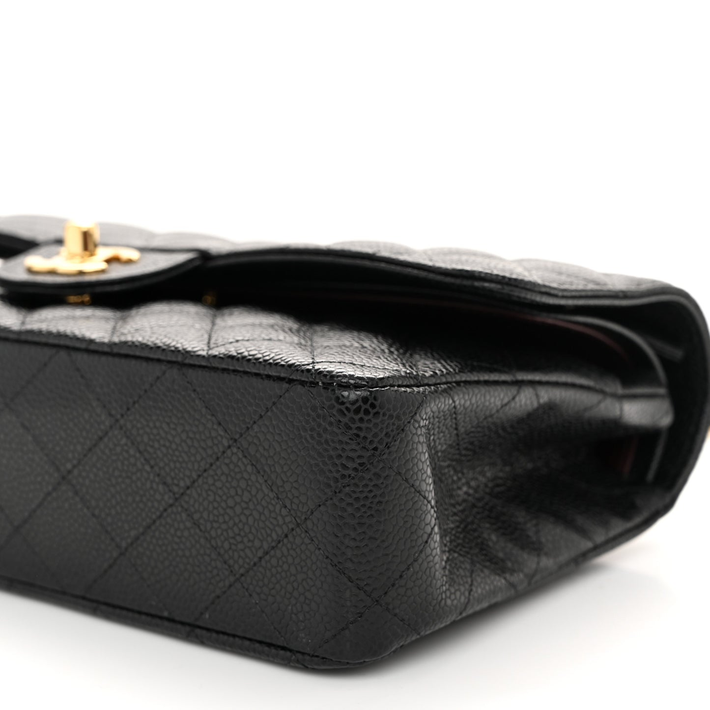 Caviar Quilted Medium Double Flap Black