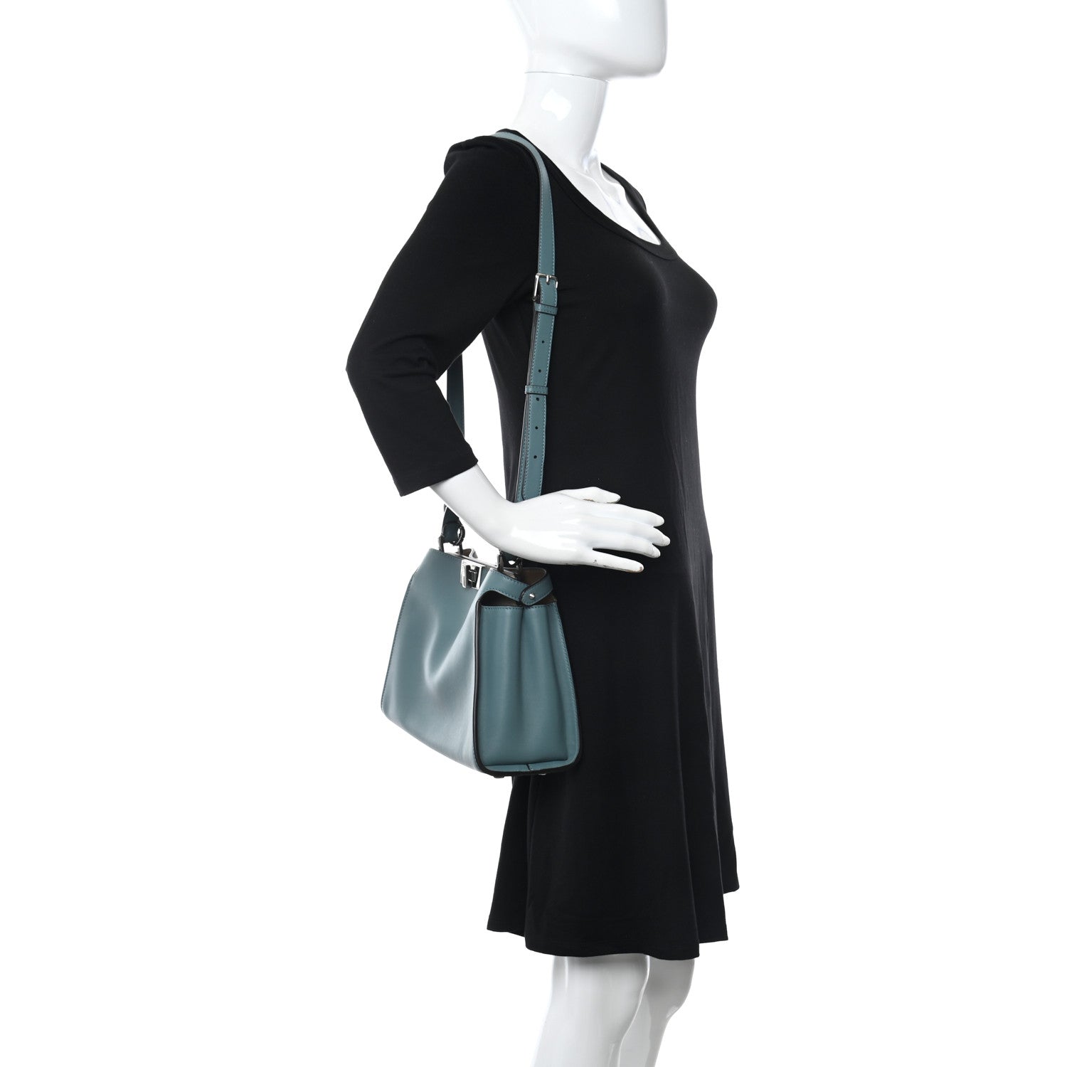 Fendi Vitello Tahiti Burro Bi-Color Medium Peekaboo Iconic Essentially Satchel Pound Sand Nuvola 2 of 8