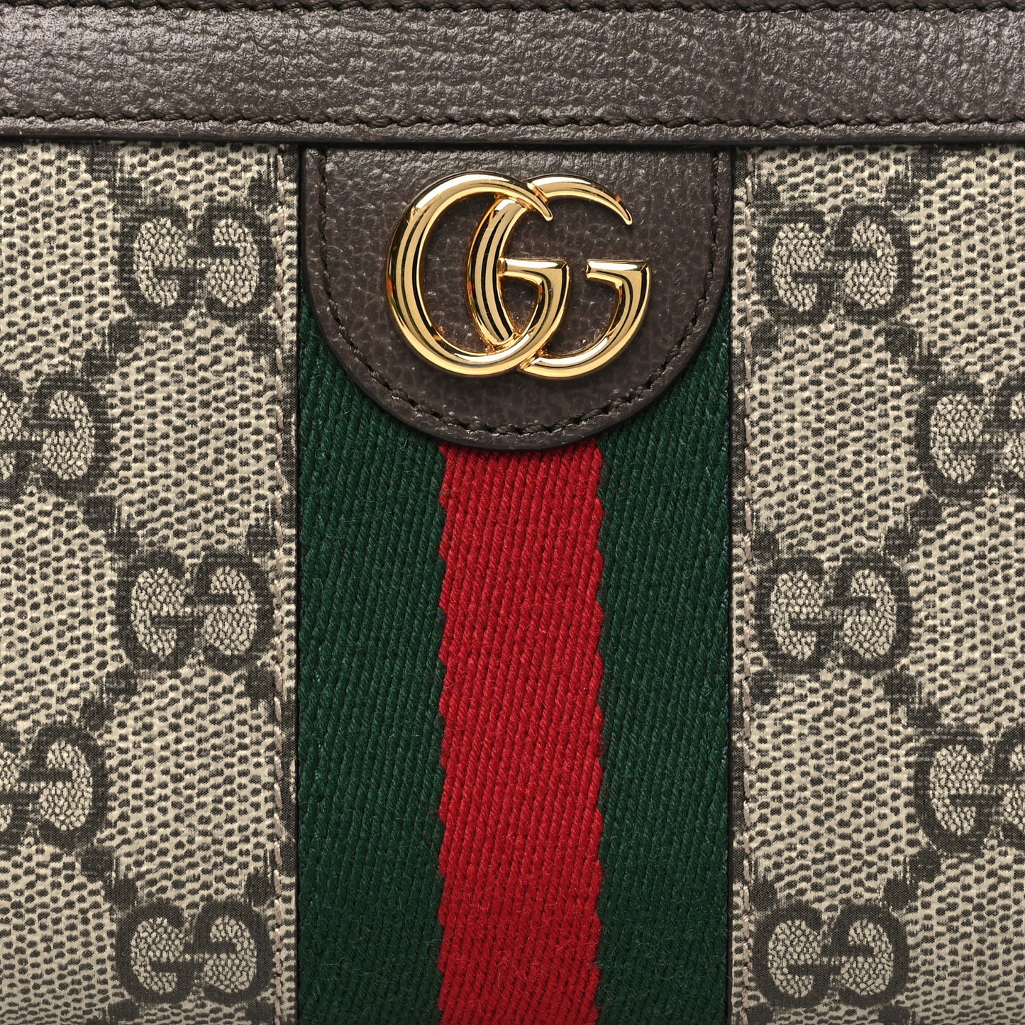 GG Supreme Monogram Web Ophidia Zip Around Wallet Brown