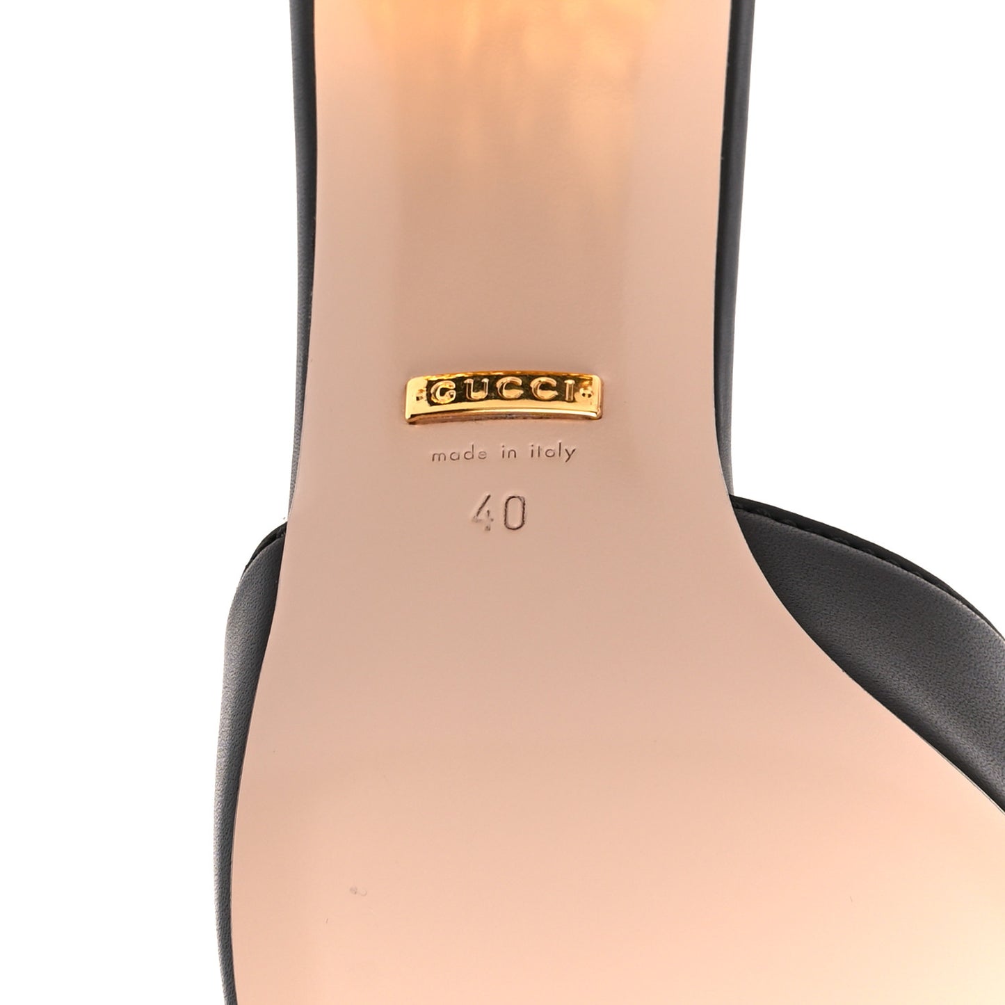 Cosmos Softy Calfskin Interlocking G Cut Out 55mm Slide Sandals 40 Black Gold